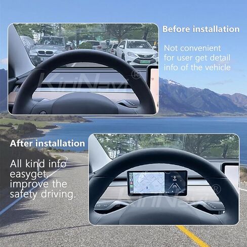 شاشة عرض رأسية لطراز تسلا 3/Y، شاشة 9 بوصات تصميم مضمن HUD Carplay Android Auto لوحة قيادة السيارة LCD ملحقات تسلا الذكية in Kuwait