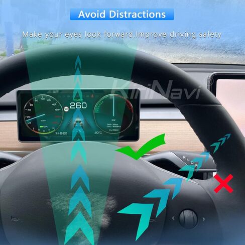 شاشة عرض رأسية لطراز تسلا 3/Y، شاشة 9 بوصات تصميم مضمن HUD Carplay Android Auto لوحة قيادة السيارة LCD ملحقات تسلا الذكية in Kuwait