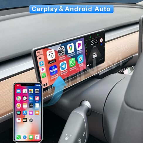 شاشة عرض رأسية لطراز تسلا 3/Y، شاشة 9 بوصات تصميم مضمن HUD Carplay Android Auto لوحة قيادة السيارة LCD ملحقات تسلا الذكية in Kuwait