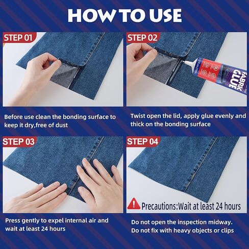 Fabric Glue Permanent 75ml *2, Fabric Glue for Patch, Clear Fabric Glue for Clothing Permanent Washable Clothing Glue for All Fabrics, Cotton, Denim, Leather, Flannel in Kuwait