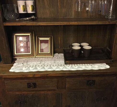 Beige Handmade Crochet Doilies Cotton Table Runner Lace Doilies Doily Rectangle Dresser Scarves for bedrooms,16 by 24 Inches. in Kuwait