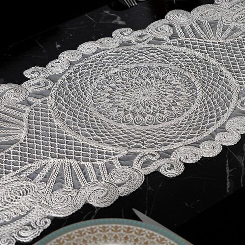 Lace Table Runner for Dining Room, Kitchen, Bedroom - Dresser Runners , Lace Doilies for Tables and Home Decor- Floral Farmhouse Table Runner, Dresser Scarf for Vintage Wedding Decor, (Beige) in Saudi Arabia
