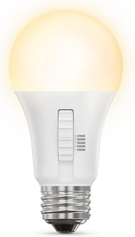 Feit Electric A19 LED Light Bulb, 60W Equivalent, Non-Dimmable, 5CCT, E26 Medium Base, 90 CRI, 800 Lumens, Standard Light Bulb with Switch on Bulb, 13-Year Lifetime, OM60/5CCT/15KLED/2, 2 Pack in Saudi Arabia