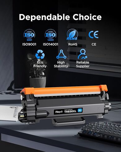 (مع رقاقة) خراطيش حبر TN830 TN830XL ​​830XL ​​بديلة لحزمة Brother TN830X المكونة من قطعتين - متوافقة مع HL-L2400D HL-L2405W HL-L2460DW HL-L2460DWXL، طباعة ما يصل إلى 3000 صفحة لكل حبر in Kuwait