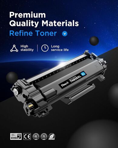 (مع رقاقة) خراطيش حبر TN830 TN830XL ​​830XL ​​بديلة لحزمة Brother TN830X المكونة من قطعتين - متوافقة مع HL-L2400D HL-L2405W HL-L2460DW HL-L2460DWXL، طباعة ما يصل إلى 3000 صفحة لكل حبر in Kuwait