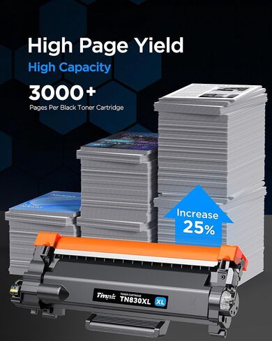 (مع رقاقة) خراطيش حبر TN830 TN830XL ​​830XL ​​بديلة لحزمة Brother TN830X المكونة من قطعتين - متوافقة مع HL-L2400D HL-L2405W HL-L2460DW HL-L2460DWXL، طباعة ما يصل إلى 3000 صفحة لكل حبر in Kuwait