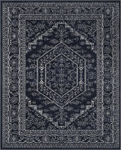 SAFAVIEH Adirondack Collection Area Rug - 10' x 14', Navy & Ivory, Oriental Medallion Design, Non-Shedding & Easy Care, Ideal for High Traffic Areas in Living Room, Bedroom (ADR108N) in Saudi Arabia