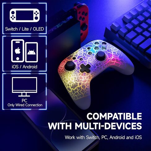 EasySMX Wireless Switch Pro Controller - Compatible with Nitendo Switch/OLED/Lite, Switch Controllers with 9 Colors LED Lights, Wake Up, Turbo, Vibration, Motion Control in Saudi Arabia