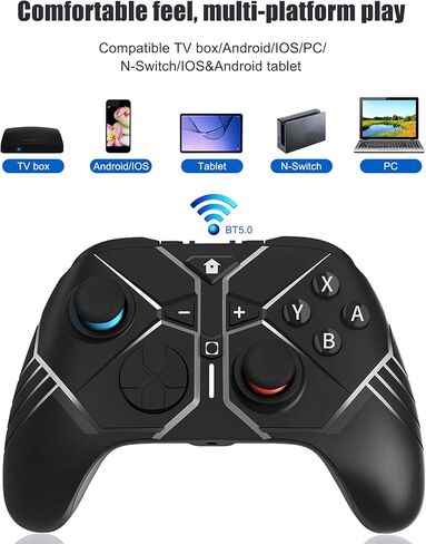 Wireless Controllers Compatible with N-Switch Pro PC360 Gamepad with Double Vibration Six-axi Gyro Screenshot Functions Black in Kuwait