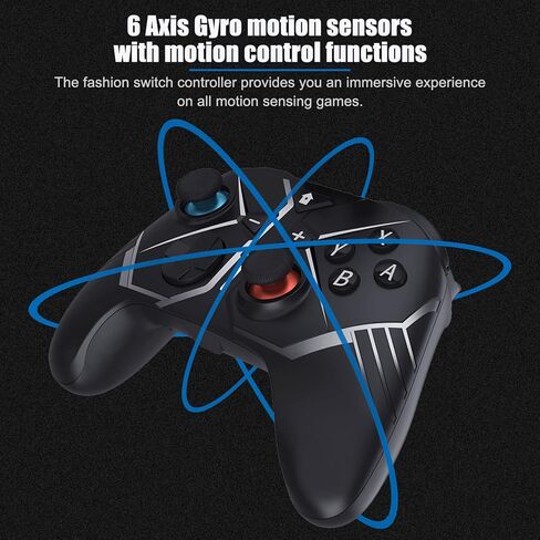 Wireless Controllers Compatible with N-Switch Pro PC360 Gamepad with Double Vibration Six-axi Gyro Screenshot Functions Black in Kuwait
