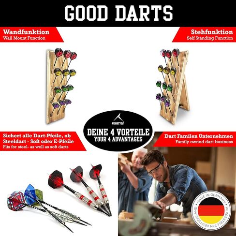 Wall Mounted & Self Standing Dart Display/Dart Holder/Dart Caddy/Dart Rack - USA Look Patriot - Holds 12 Soft Tip or Steel Tip Darts - Made in Germany in Saudi Arabia