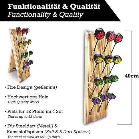 Wall Mounted & Self Standing Dart Display/Dart Holder/Dart Caddy/Dart Rack - USA Look Patriot - Holds 12 Soft Tip or Steel Tip Darts - Made in Germany in Saudi Arabia