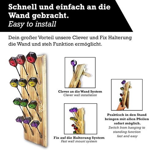 Wall Mounted & Self Standing Dart Display/Dart Holder/Dart Caddy/Dart Rack - USA Look Patriot - Holds 12 Soft Tip or Steel Tip Darts - Made in Germany in Saudi Arabia