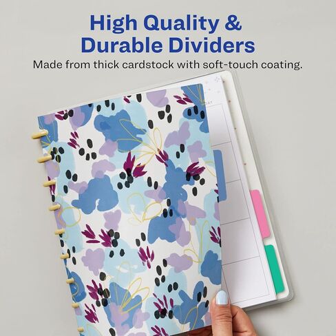 فواصل مخططة من Avery لمخططات Happy Planner ذات 9 أقراص بالحجم الكلاسيكي، مجموعة 4 علامات تبويب، تصميم أزهار الربيع، مجموعة واحدة (25484) in Saudi Arabia