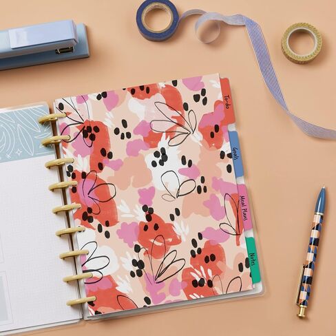 فواصل مخططة من Avery لمخططات Happy Planner ذات 9 أقراص بالحجم الكلاسيكي، مجموعة 4 علامات تبويب، تصميم أزهار الربيع، مجموعة واحدة (25484) in Saudi Arabia