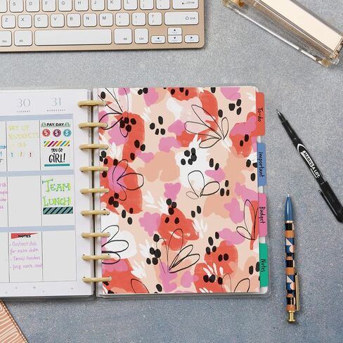 فواصل مخططة من Avery لمخططات Happy Planner ذات 9 أقراص بالحجم الكلاسيكي، مجموعة 4 علامات تبويب، تصميم أزهار الربيع، مجموعة واحدة (25484) in Saudi Arabia