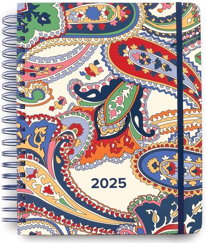 Vera Bradley Hardcover Daily Planner 2024-2025, Spiral Planner Dated August 2024 - December 2025, Jumbo Size Cute Planner, Weekly Planner with Monthly Calendar, Stickers, & Pockets, Harbor Paisley in Saudi Arabia