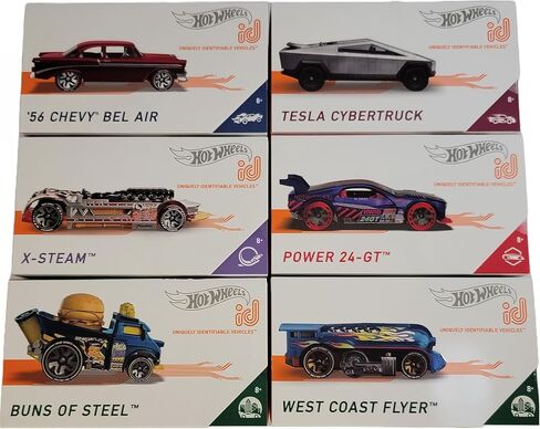 مجموعة Hot Wheels id Cars الكاملة المكونة من 6 مركبات مصبوبة من إصدار HDH85-979B مع Tesla Cybertruck و56 Chevy Bel Air والمزيد in Saudi Arabia