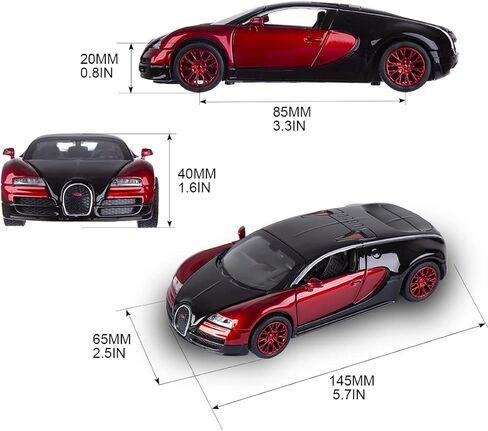 بيري بريزيدنت 1:32 نموذج مقياس دييكاست مصنوع من خليط معدني نموذج سيارة خارقة لعبة محاكاة للأطفال سيارات سحب كهربائية صوت وضوء (أحمر) in Kuwait