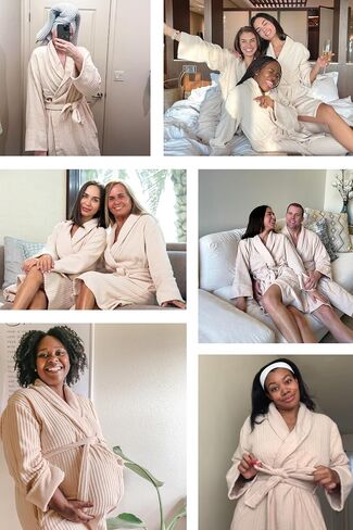 PAMUKTAN 100% Organic Turkish Cotton Bathrobe Towel Robe - Terry Cloth Spa Robe Lightweight Absorbent Shower Robe in Saudi Arabia