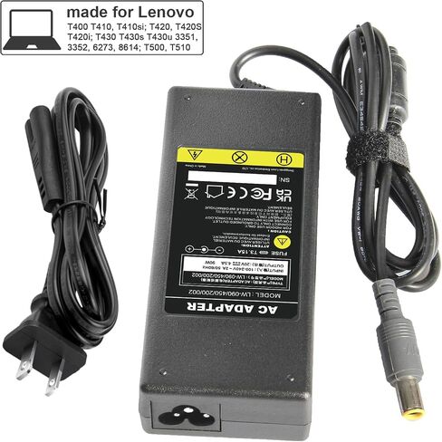 90W 20V 4.5A AC Adapter Power Charger for Lenovo ThinkPad E40 E50 L410 L412 L420 L421 L510 L512 L520 SL410 SL410 SL410k T410 T410i T420 T510 T510i T520 T520i SL510 X100e X120e X121e X130e in Saudi Arabia