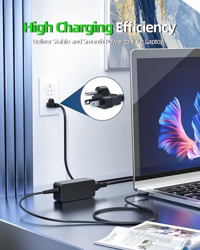 شاحن USB-C بقدرة 45 وات مناسب لجهاز HP Chromebook 11A G8 EE / 11 G8 EE / 11 G6 EE / 11A G6 EE / 11 G7 EE / 14 G5 / 14A G5 / 14 G6 G7 x360 11 G1 G2 G3 EE Type C لإمداد سلك الطاقة للكمبيوتر المحمول محول AC in Kuwait
