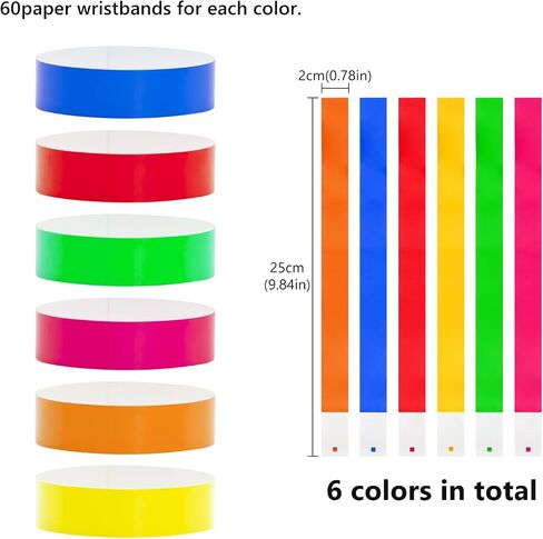Dohia Paper Wristbands Waterproof Hand Bands for Events Neon Colored Adhesive Wristbands Lightweight Concert Wristbands for Concerts Festivals Admission Party D2-YCXSH in Saudi Arabia