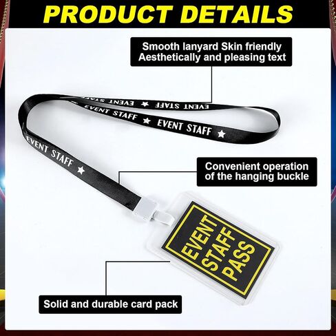 36 Sets Event Staff Pass Lanyard with Pass Card and Clear Plastic Badge Holders Black Event Lanyard Backstage VIP Passes with Lanyard for Sporting Events Concert Party Exhibition School Business in Saudi Arabia