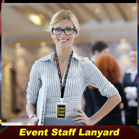 36 Sets Event Staff Pass Lanyard with Pass Card and Clear Plastic Badge Holders Black Event Lanyard Backstage VIP Passes with Lanyard for Sporting Events Concert Party Exhibition School Business in Saudi Arabia