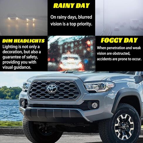 مجموعة مصابيح الضباب LED من الكروم لسيارة تويوتا تاكوما 4 رانر تندرا كامري كورولا RAV4 C-HR هايلاندر سيينا | لكزس | استبدال مصابيح الضباب الدائرية للمصد الأمامي من Scion مع دعامة - فضي in Kuwait