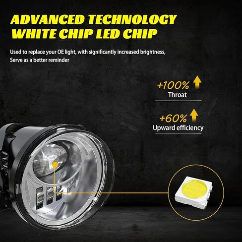 مجموعة مصابيح الضباب LED من الكروم لسيارة تويوتا تاكوما 4 رانر تندرا كامري كورولا RAV4 C-HR هايلاندر سيينا | لكزس | استبدال مصابيح الضباب الدائرية للمصد الأمامي من Scion مع دعامة - فضي in Kuwait