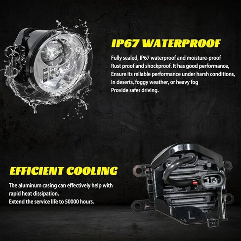 مجموعة مصابيح الضباب LED من الكروم لسيارة تويوتا تاكوما 4 رانر تندرا كامري كورولا RAV4 C-HR هايلاندر سيينا | لكزس | استبدال مصابيح الضباب الدائرية للمصد الأمامي من Scion مع دعامة - فضي in Kuwait