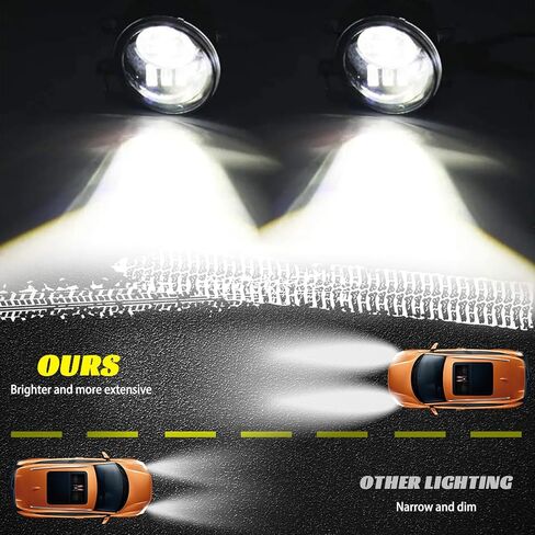 مجموعة مصابيح الضباب LED من الكروم لسيارة تويوتا تاكوما 4 رانر تندرا كامري كورولا RAV4 C-HR هايلاندر سيينا | لكزس | استبدال مصابيح الضباب الدائرية للمصد الأمامي من Scion مع دعامة - فضي in Kuwait