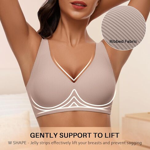 WOWENY حمالات الصدر اللاسلكية للنساء بدون أسلاك داخلية تغطية كاملة حمالة صدر رافعة للصدر مريحة عميقة على شكل حرف V مع دعم in Kuwait