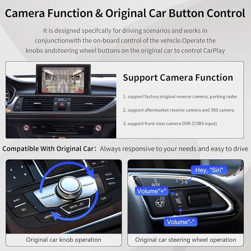 Road Top Wireless Carplay Android Auto لسيارة Audi A6 2010-2016 Year مع نظام MMI 3G، مناسب لسيارة Audi A7 2016-2018 Year مع MIB2، دعم الملاحة، Mirrorlink، كاميرا عكسية in Kuwait