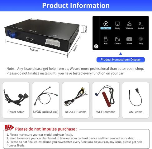Road Top Wireless Carplay Android Auto لسيارة Audi A6 2010-2016 Year مع نظام MMI 3G، مناسب لسيارة Audi A7 2016-2018 Year مع MIB2، دعم الملاحة، Mirrorlink، كاميرا عكسية in Kuwait