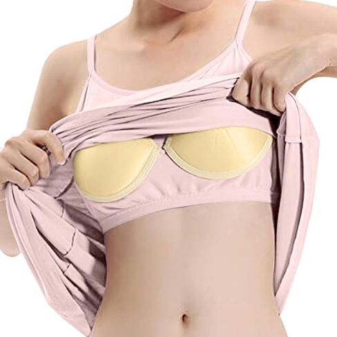 Womens Full Slip Dress Built-in Bra Chemisole Sleepwear Adjustable Spaghetti Strap Nightgown in Kuwait