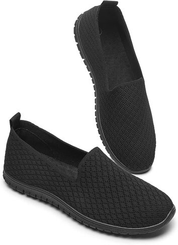 BABUDOG Women's Mesh Flats Shoes Breathable Slip on Shoes Casual Black and White Flats Comfortable Walking Shoes in Saudi Arabia