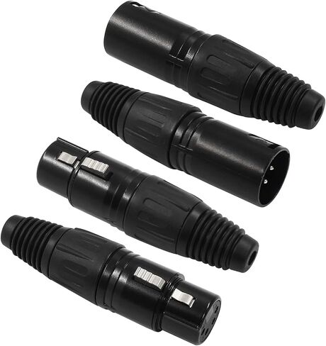 4 Pin XLR Male & Female Connector Mic Plug Adapter, Microphone Connector XLR Cable Ends Replacement Black Audio Socket-2Pair in Saudi Arabia