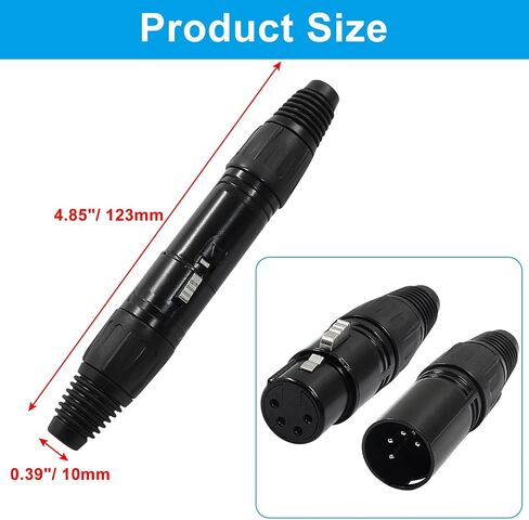 4 Pin XLR Male & Female Connector Mic Plug Adapter, Microphone Connector XLR Cable Ends Replacement Black Audio Socket-2Pair in Saudi Arabia