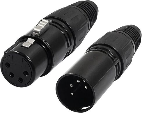 4 Pin XLR Male & Female Connector Mic Plug Adapter, Microphone Connector XLR Cable Ends Replacement Black Audio Socket-2Pair in Saudi Arabia