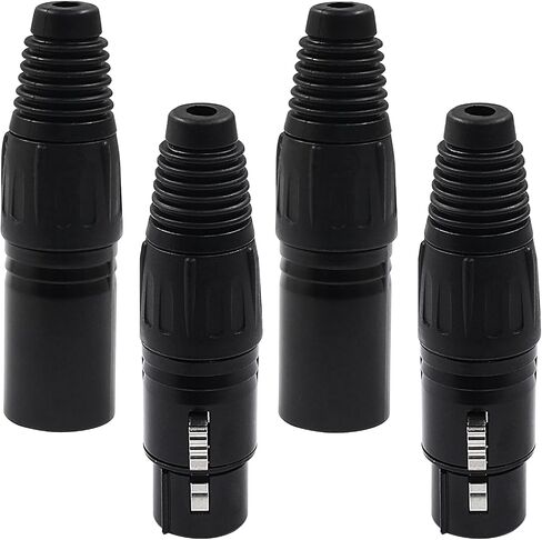 4 Pin XLR Male & Female Connector Mic Plug Adapter, Microphone Connector XLR Cable Ends Replacement Black Audio Socket-2Pair in Saudi Arabia