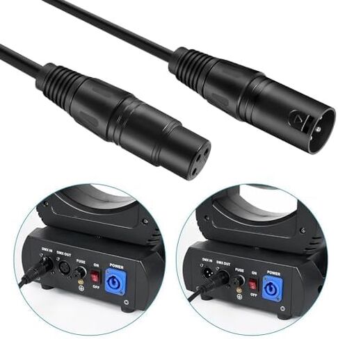 DMX Stage Lighting Cable for DJ LED Lights, Microphone Mixers, Recording Studios, 3-Pin Balanced Shielded DMX Male to Female (XLR Compliant) in Saudi Arabia