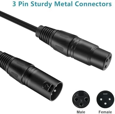 DMX Stage Lighting Cable for DJ LED Lights, Microphone Mixers, Recording Studios, 3-Pin Balanced Shielded DMX Male to Female (XLR Compliant) in Saudi Arabia