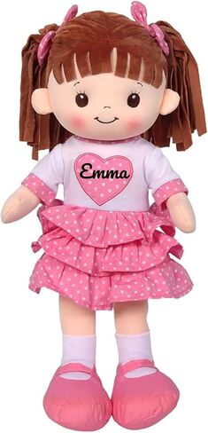 Personalized Baby Doll Rag Doll -Plush Snuggle Doll with Removable Holiday Plaid Clothing - 16 Inches in Saudi Arabia