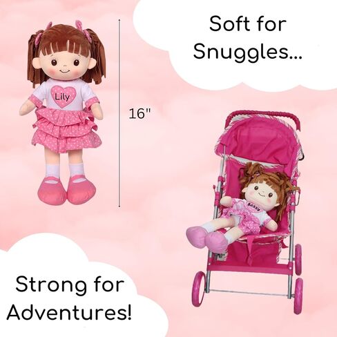 Personalized Baby Doll Rag Doll -Plush Snuggle Doll with Removable Holiday Plaid Clothing - 16 Inches in Saudi Arabia
