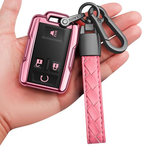 Sindeda for Key Fob Cover with Keychain Soft Full Protection Key Shell Key Case Compatible with Colorado Silverado Silverado Suburban Tahoe GMC Canyon Sierra 1500 2500 3500 HD (Black) in Saudi Arabia