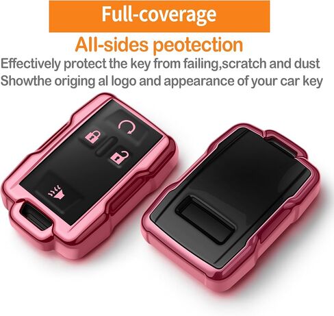Sindeda for Key Fob Cover with Keychain Soft Full Protection Key Shell Key Case Compatible with Colorado Silverado Silverado Suburban Tahoe GMC Canyon Sierra 1500 2500 3500 HD (Black) in Saudi Arabia