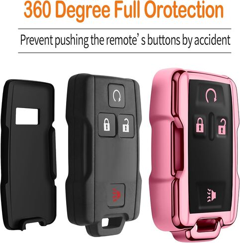 Sindeda for Key Fob Cover with Keychain Soft Full Protection Key Shell Key Case Compatible with Colorado Silverado Silverado Suburban Tahoe GMC Canyon Sierra 1500 2500 3500 HD (Black) in Saudi Arabia
