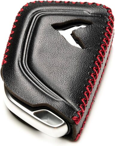 Vitodeco Genuine Leather Smart Key Fob Case with Leather Key Strap Compatible for Chevrolet Corvette C8 2020 - 2024 (7-Button, Black/Red) in Kuwait